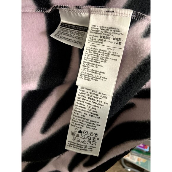 Levi's Skateboarding Mock Sweater Full Zip Fleece Zebra Print Lavender Sz Medium - Picture 4 of 8